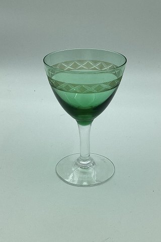 "Ejby" Hvidvinsglas med Lysgrøn Kumme. Holmegaard