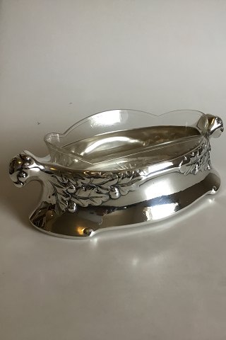 Frugtskål, sølvplet, med glasindsats.