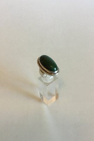 Georg Jensen Sterling Sølv Ring med grøn sten No 46 E