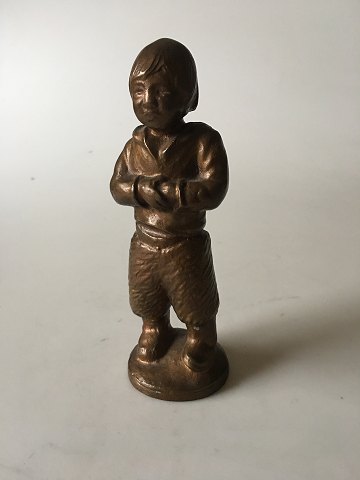 Grønlænder Dreng i Bronce fra Brdr. Grage Bronzestøberi. Signeret TR 1939