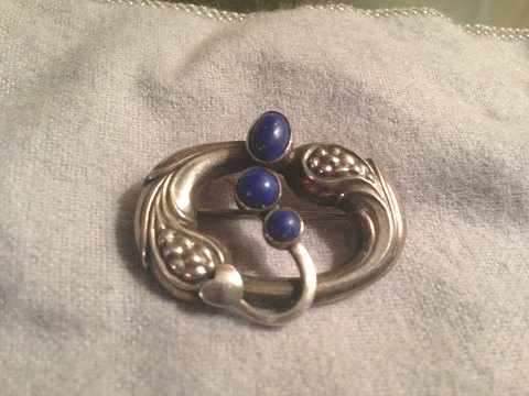 Georg Jensen Sterling Sølv Broche med Lapis Lazuli No 77