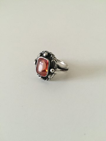 Georg Jensen Sterling Sølv Ring med fasetslebet Orange Syntetisk Safir No 10