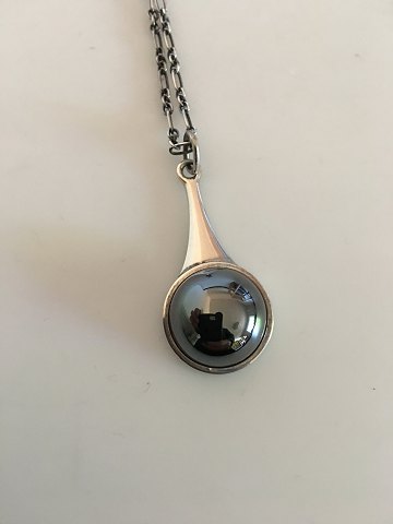 Georg Jensen Sterling Sølv Vedhæng med Hæmatit No 156