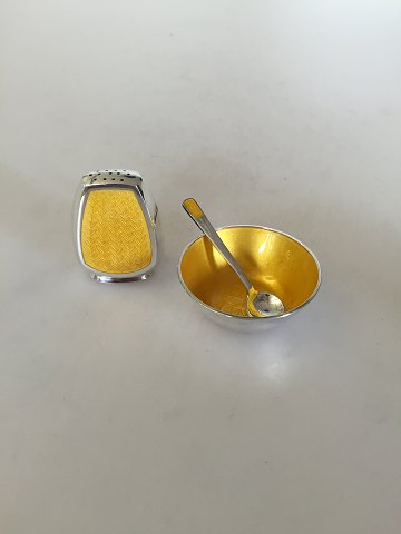Anton Michelsen Salt & Pebersæt i Sterling Sølv med gul emalje