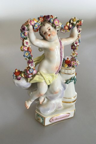 Meissen Putti med Vinger og Blomsterranke Figurine