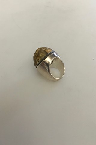 Unika Sterling Sølv Ring med Forstenet Søpindsvin