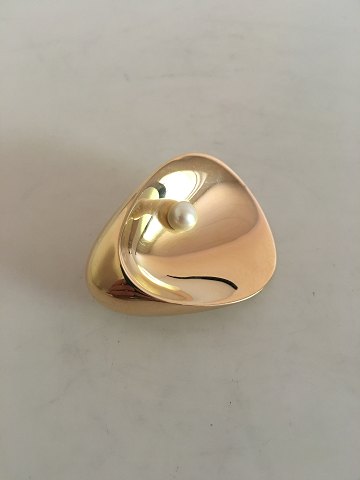 Georg Jensen 18K Guld Nanna Ditzel Broche med Perle No 1328