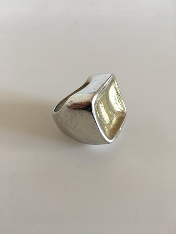 Hans Hansen Sterling Sølv Ring med Forgyldt Top