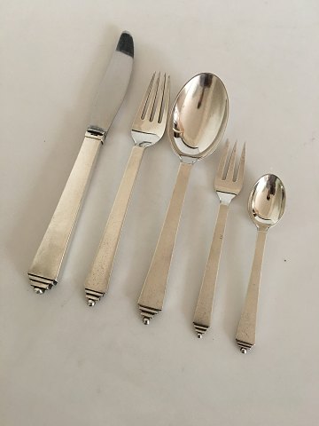 Georg Jensen "Pyramide" Sterling Sølv Bestik Sæt til 12 Pers. 60 Dele