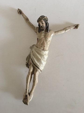 Flot 1700-tals Krucifiks Jesus på korset bemalet træ