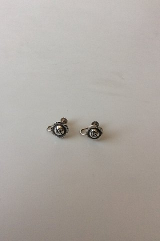 Georg Jensen Sterling Sølv Blomster Øreskruer No 68