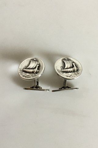 Georg Jensen Sterling Sølv Manchetknapper med vikingeskib No 61