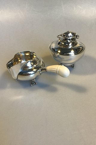 Georg Jensen Sterling Sølv Flødekande og sukkerskål i Magnolia No 2C/2E