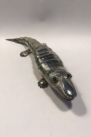 Alligator/Krokodille i sølv med bevægelige led