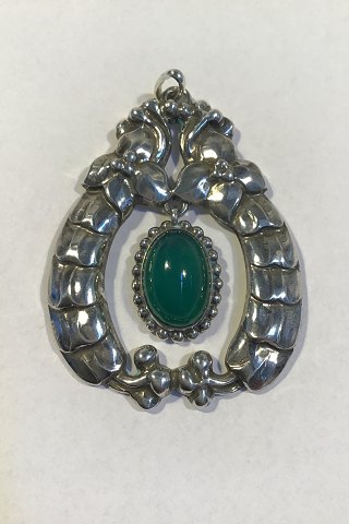 Tidlig Georg Jensen 826 Sølv Vedhæng med chrysopras No 14