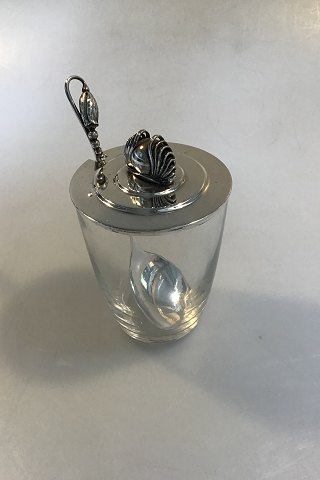 Georg Jensen Syltetøjsglas med Sterling Sølv Låg No 900 og Magnolia Marmeladeske