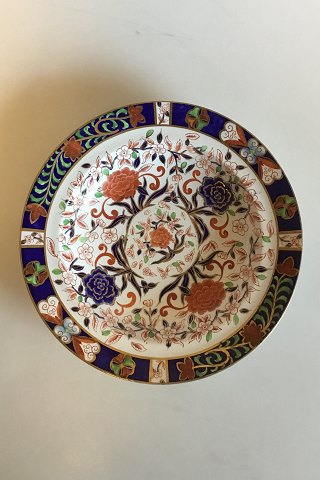 Derby Fajance dyb tallerken/platte med blomsterdekoration i rød, blå, grøn og 
guld