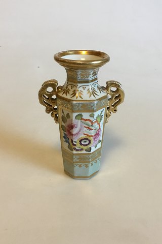 Flot lille engelsk vase med guld og Blomster