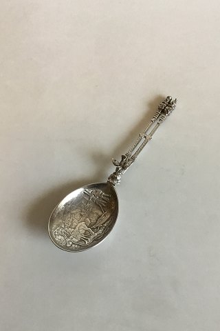 Gamle Norsk Brudeske med due og rener udført i sølv 13 lødig sølv