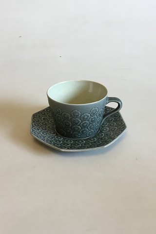 Bing og Grøndahl / Kronjyden Grøn Azur Kaffekop med ottekantet underkop