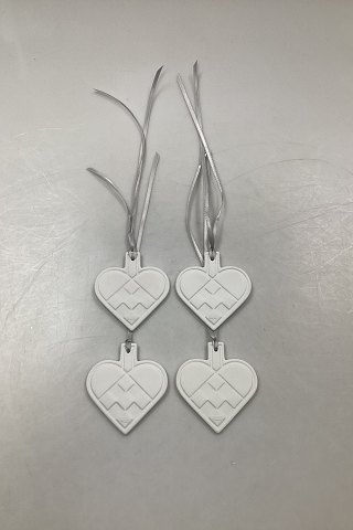Royal Copenhagen Set of 4 Bisquit Christmas Heart Ornaments