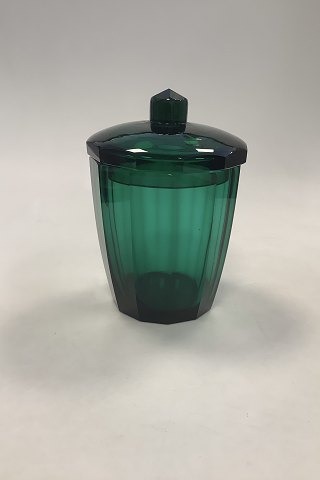 Stor Flot Lågkrukke i Grøn Glas i Josef Hoffmann stil