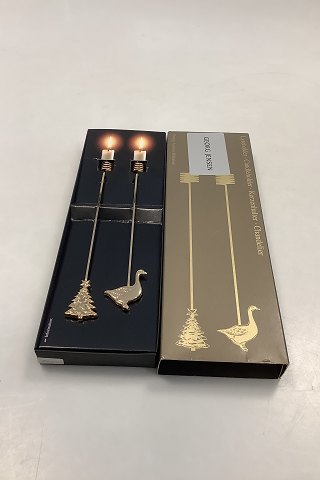 Georg Jensen Golden Christmas Lyseholder - Gås og Juletræ 1998