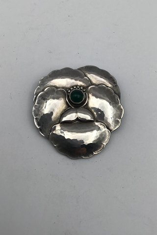 Georg Jensen Sterling Sølv Broche No 113 (Grøn Agat)