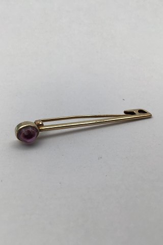 David Andersen 14K Gold Brooch/Tie pin w Amethyst