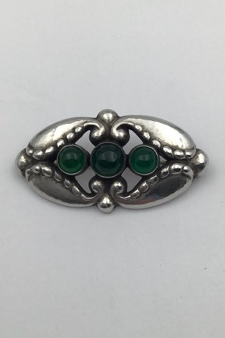 Georg Jensen Sterling Sølv Broche No. 156 Grøn Agat