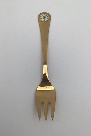 Georg Jensen Årskagegaffel 1981 Forgyldt Sterling Sølv med emalje.