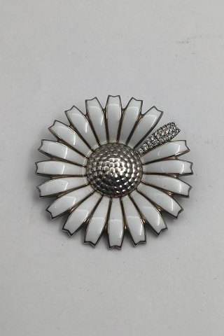 Georg Jensen Sterling Sølv Marguerit Broche / Vedhæng Pavé Diamanter  0.21ct