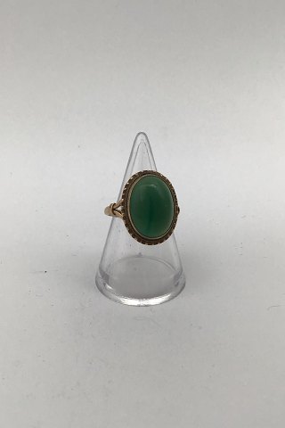 18K Guld Ring med Grøn Agat