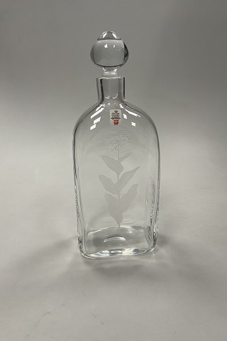 Holmegaard Karaffel i klart glass med gravering af plante