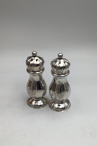 H Fischer Sølv Salt / Peber bøsser (Par)