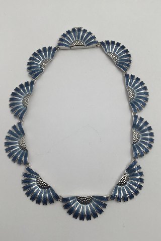 Georg Jensen Sterling Sølv Daisy Halskæde (Blå)