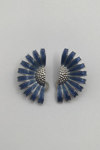 Georg Jensen Sterling Sølv Daisy Øreringe (Blå)