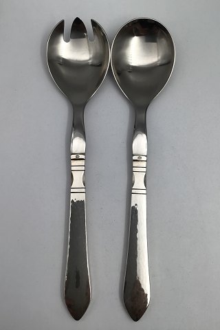 Georg Jensen Sterling Sølv / Stål Antik Salatsæt No. 132