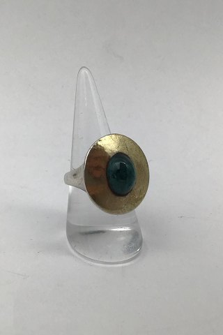 Hans Hansen Sterling Sølv / Guld Moderne Ring No. 51 (Cyan Aquamarin)