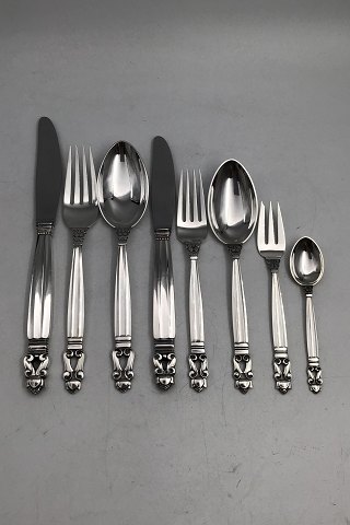 Georg Jensen Sterling Sølv Konge Bestik Sæt 12 Personer (96 dele)