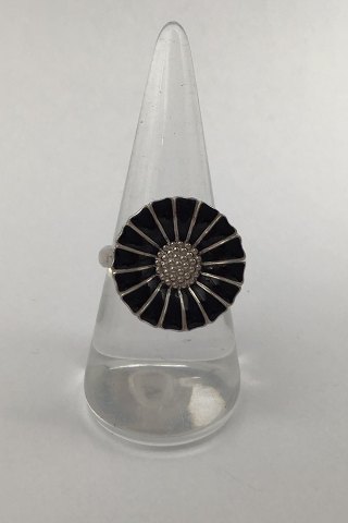 Georg Jensen Sterling Sølv Marguerit Ring (Sort)