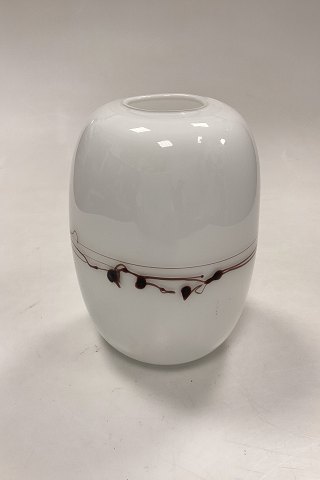 Holmegaard Melody Vase hvid med bordeaux mønster