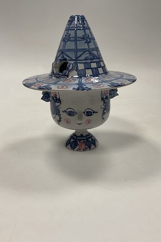 Bjørn Wiinblad Kvindehoved Vase med Hat som Låg No. V13