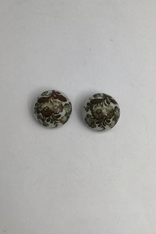 Royal Copenhagen Porcelæn Øreringe Blomstermotiv (Brun) (Clips)