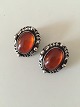 Georg Jensen Sterling Sølv Årssmykke øreclips med rav fra 1995