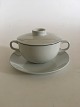 Royal Copenhagen Fajance Blåkant Bouillon Kop med Låg No 3081