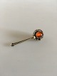 Georg Jensen Forgyldt Sølv Broche No 2 med Ravsten