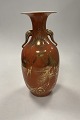 Orientalsk Kinesisk Vase i Orange / Guld med Elefant håndtag
