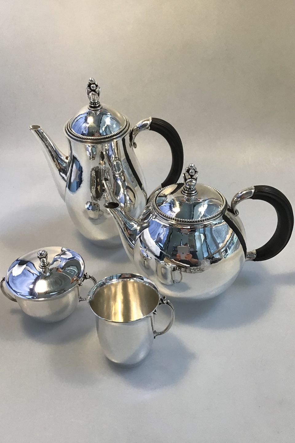 Antik * Georg Jensen Sterling Sølv Kaffekande, Thekande samt fløde/sukker sæt No 456